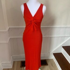 & Other Stories Red Knit Midi Dress